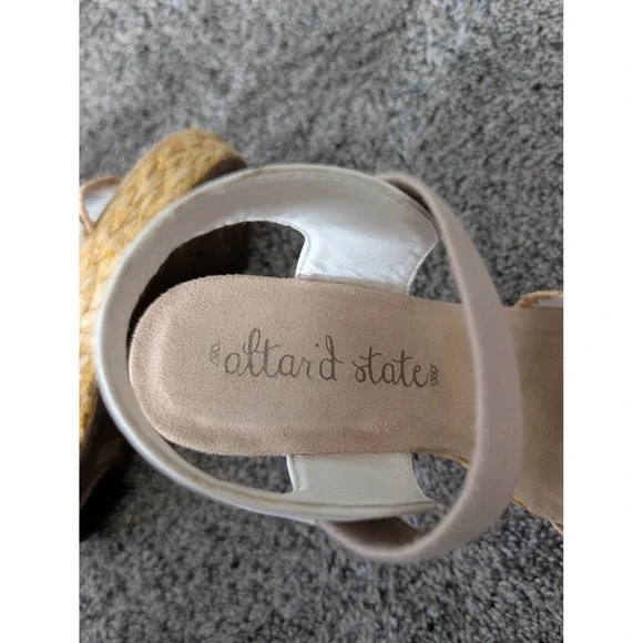 Altar'd State Elizabeth White Raffia Wedge Espadrille Sandals Mens 8M - Picture 6 of 7